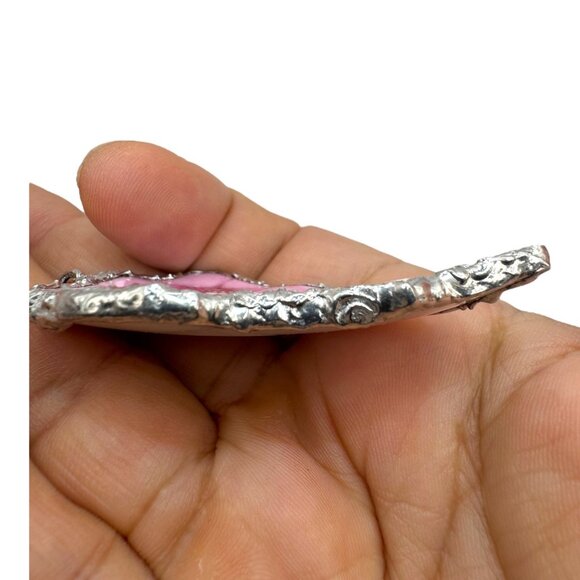 Old Country Rose Broken China Pendant and Green Aventurine Beaded Necklace - Picture 8 of 16